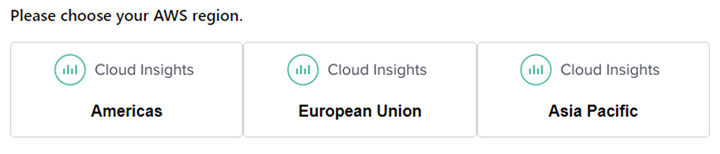 Selecting the region in which to host your Cloud Insights environment