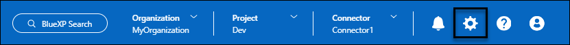 A screenshot that shows the Settings icon in the upper right of the Console.