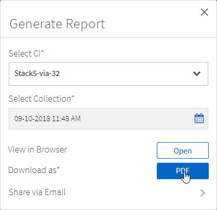 Shows the options for generating a report