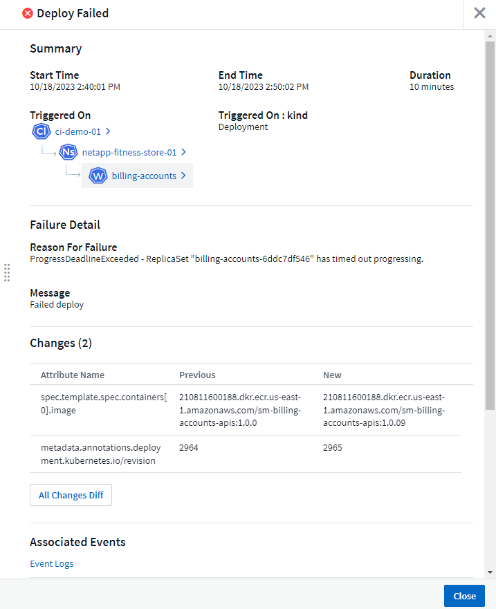 Deploy Failure Detail Panel