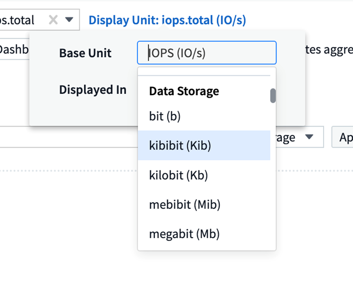 drop-dow showing merge of base-2 and base-10 data families