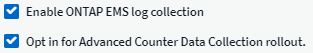 Enabling Advanced Counter and EMS Log collection for ONTAP