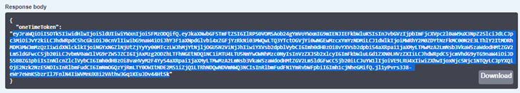 Response for one-time-use API token example