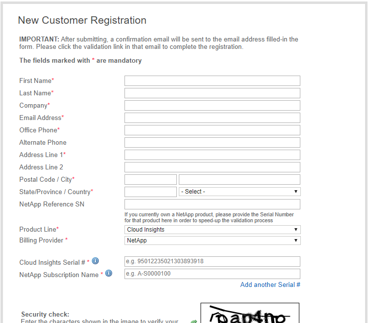 new customer form