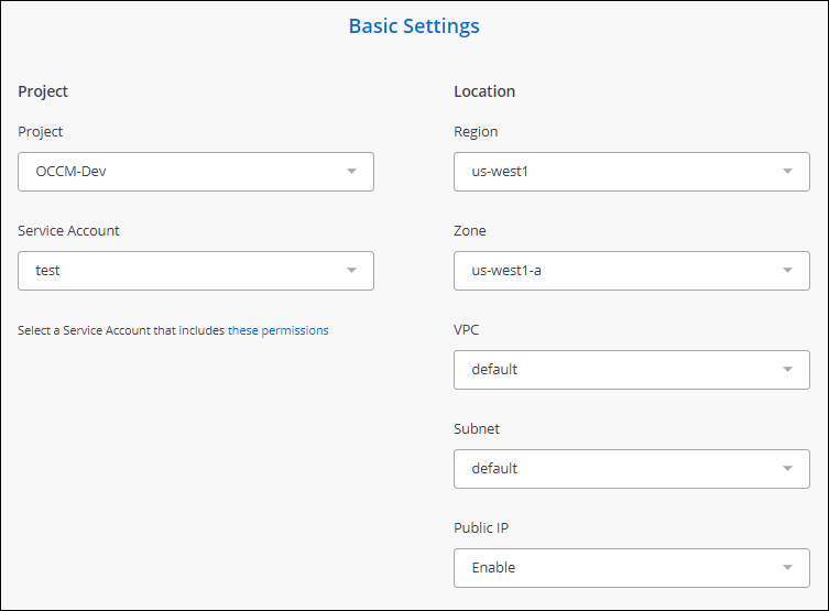 A screenshot that shows the information required to deploy a data broker in Google Cloud.
