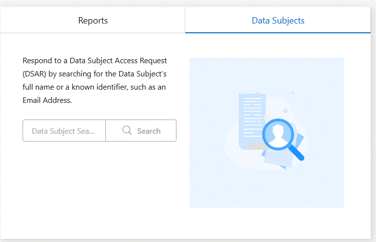 Screenshot of the data subject search.