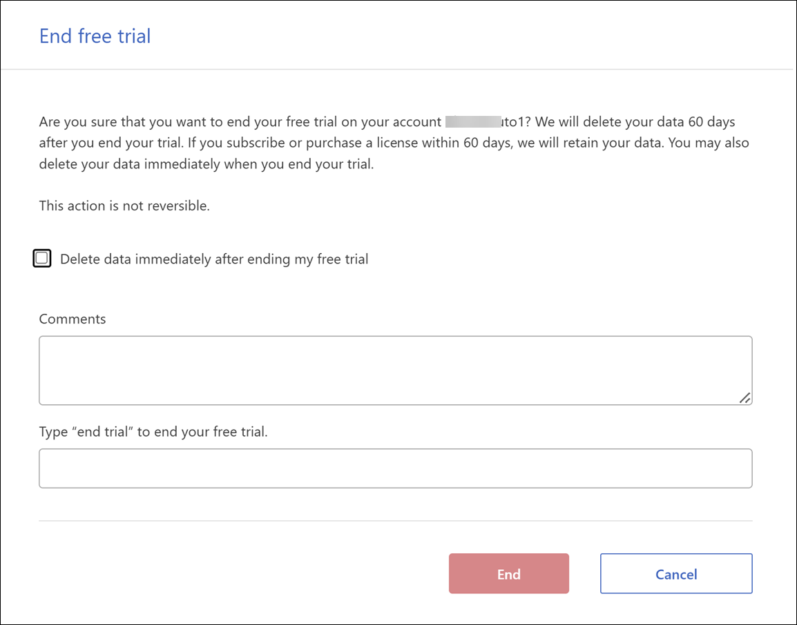 End free trial page