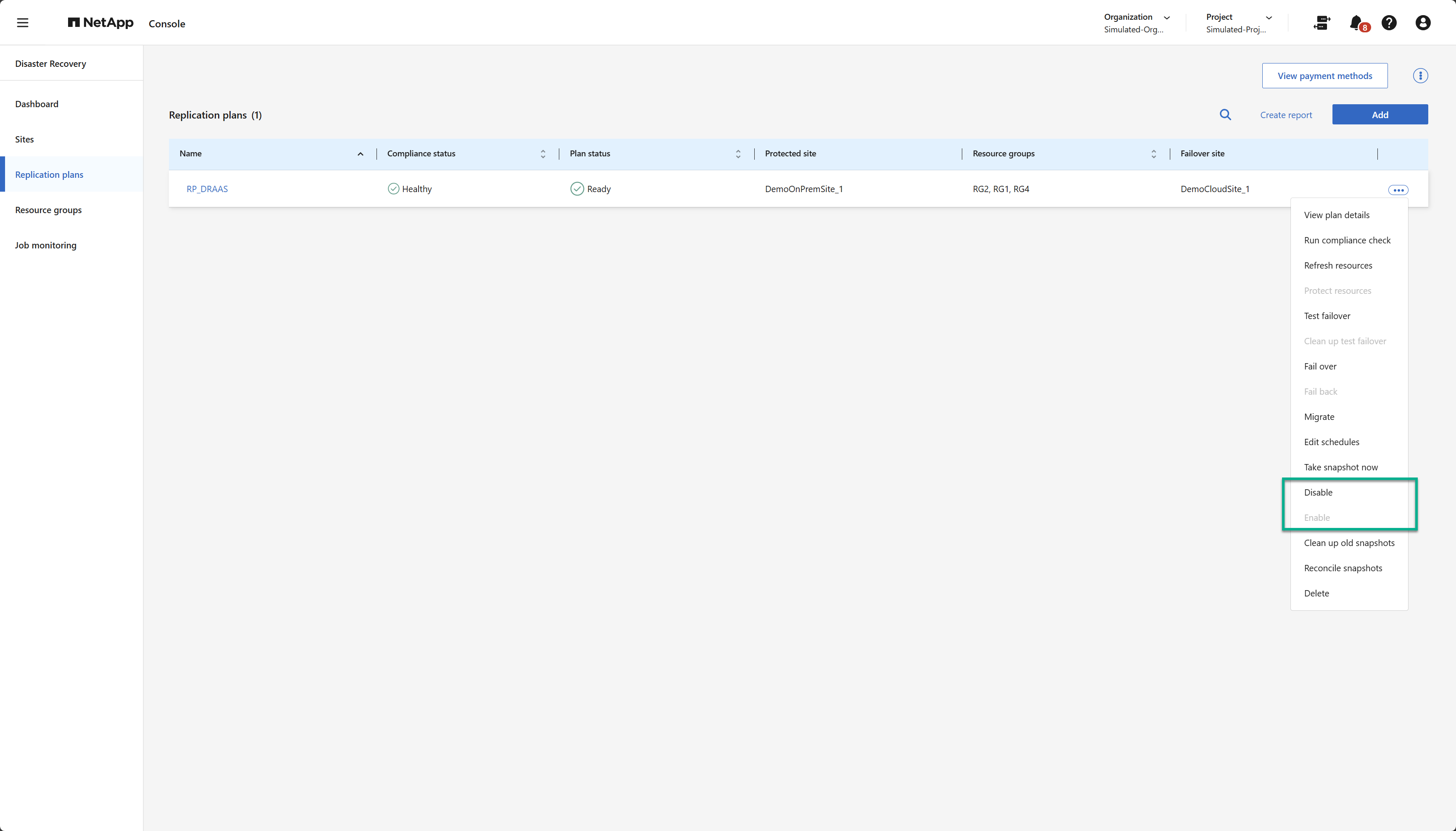 Disable/Enable menu option