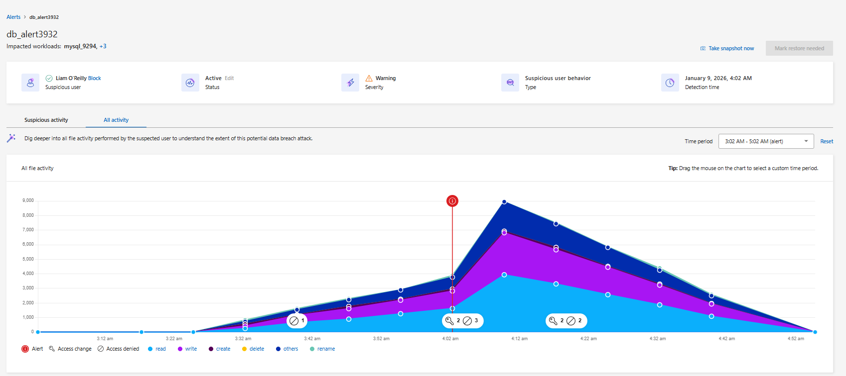 Screenshot of all file activity view