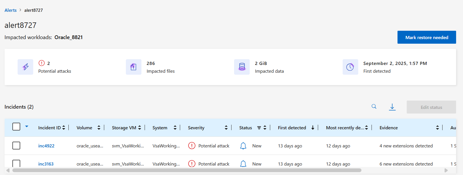 Screenshot of the Alerts page.