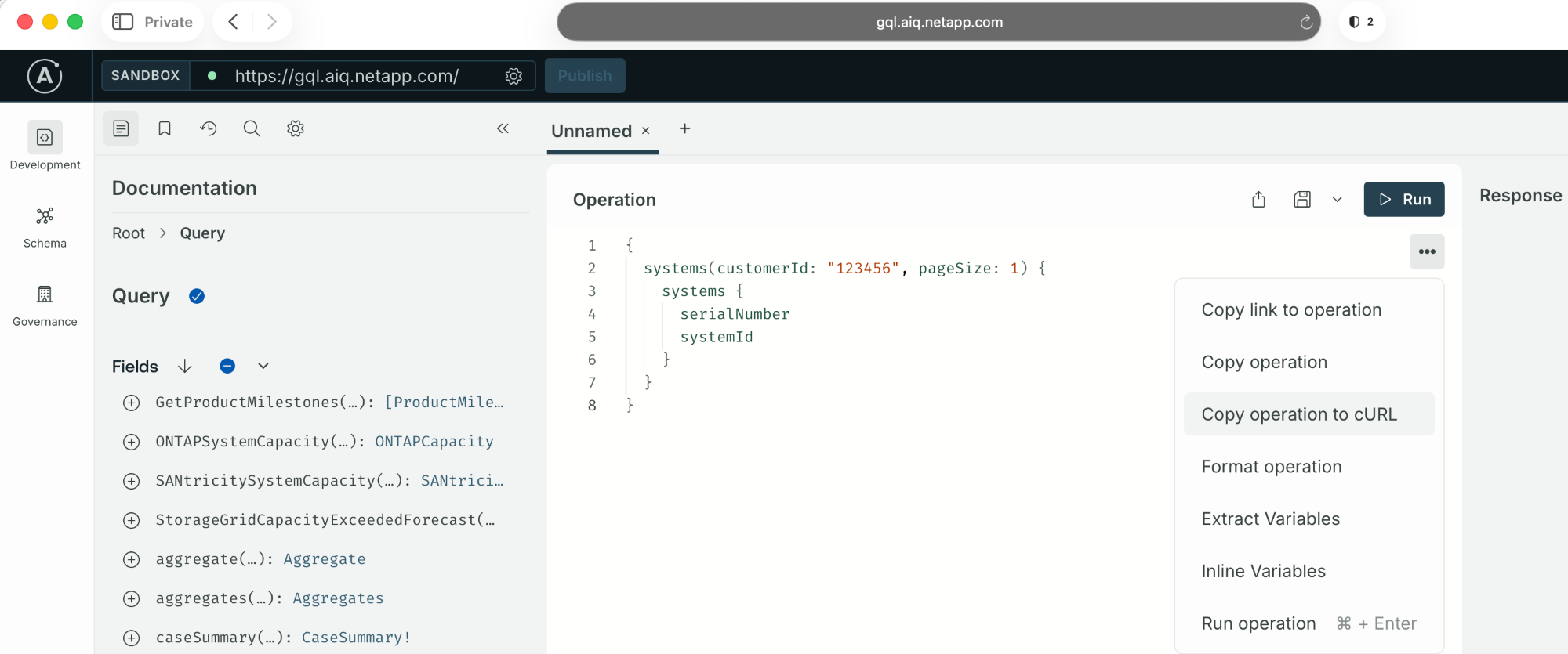 shows how to copy the curl command