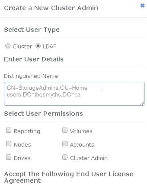 element new cluster admin