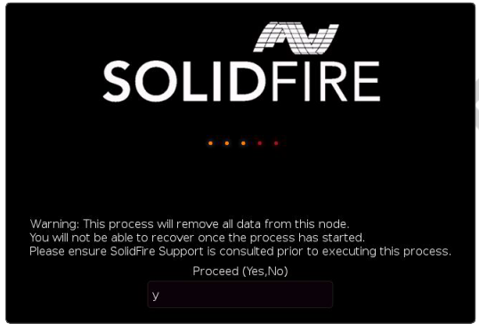 SolidFire warning before continuing
