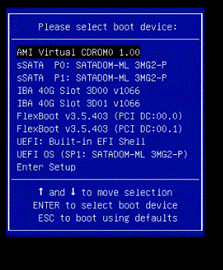 Shows the window where you can select the boot device.