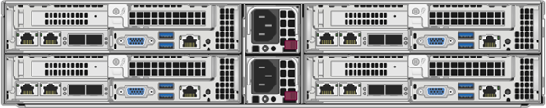 Shows the back of a four-node chassis with H410S nodes.