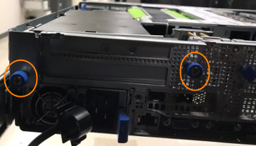 Shows the lock screws at the back of the H610C node.
