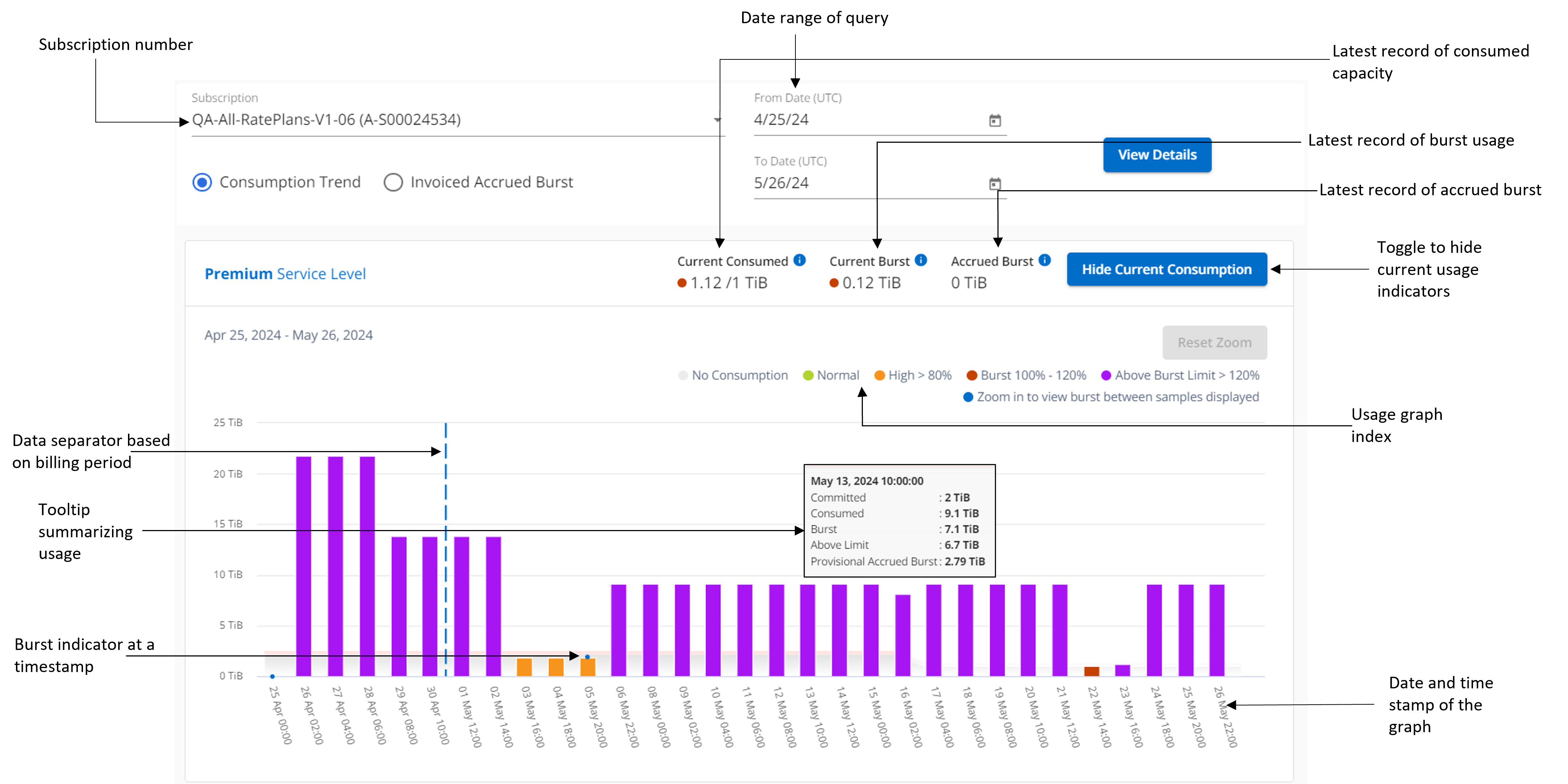 Consumption Trend tab with details