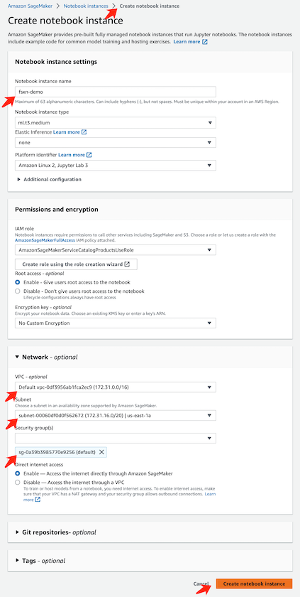 Create notebook instance