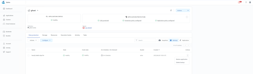 Trident Protect Restore option