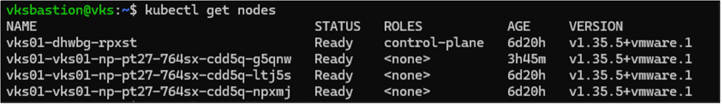 CLI connection to VKS cluster using kubeconfig