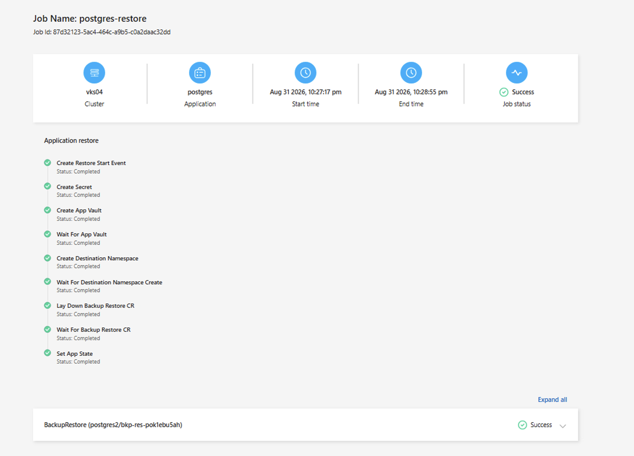 Completed restore job