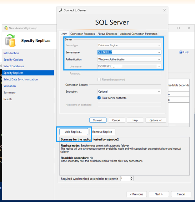 Availability group synchronization
