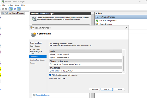 Failover Cluster creation