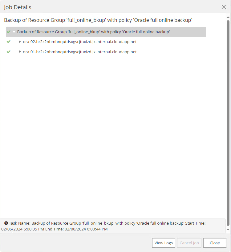This image provides database backup for SnapCenter server