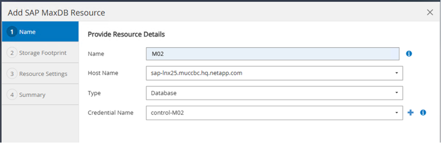 Screen shot of the Add SAP MaxDB Resource Details user interface