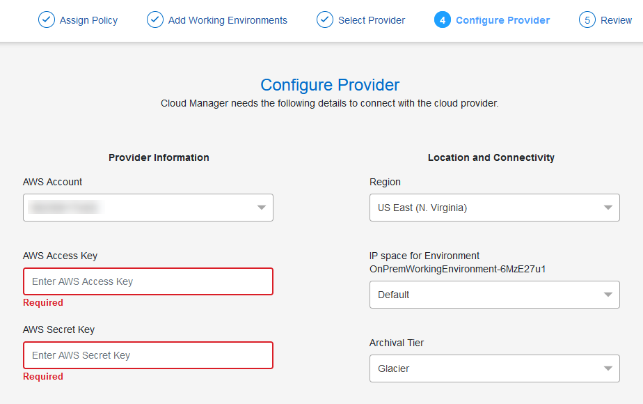 Provide cloud provide credentials