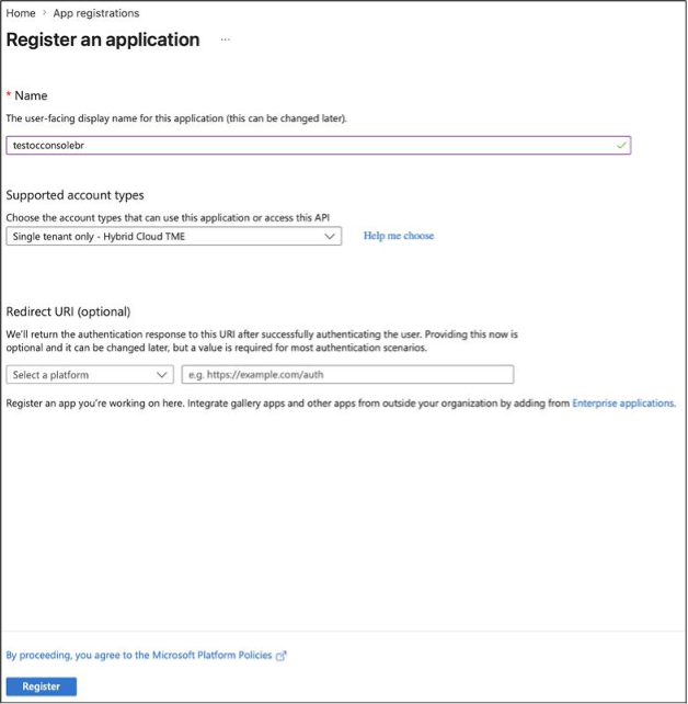 Register Enterprise Application