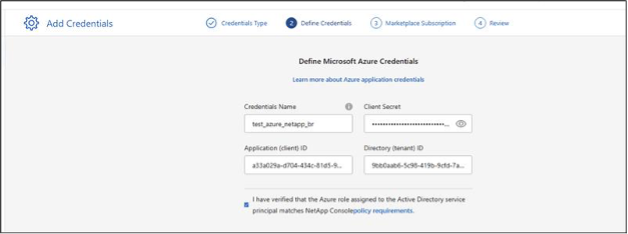 Provide the Azure credentials