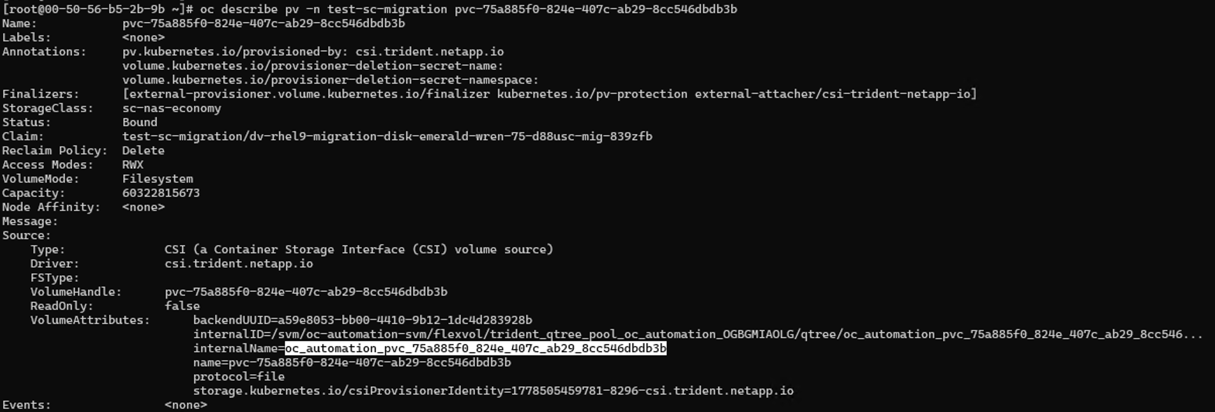 nas-economy qtree name in ONTAP backend after migration