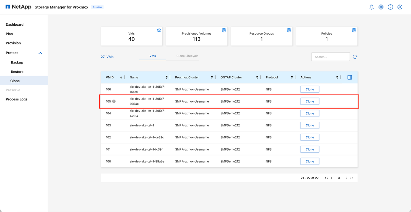 Cloned VMs appearing in Backup and Clone lists