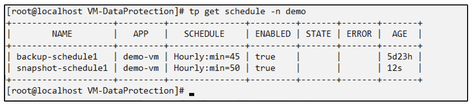 schedule for snapshots