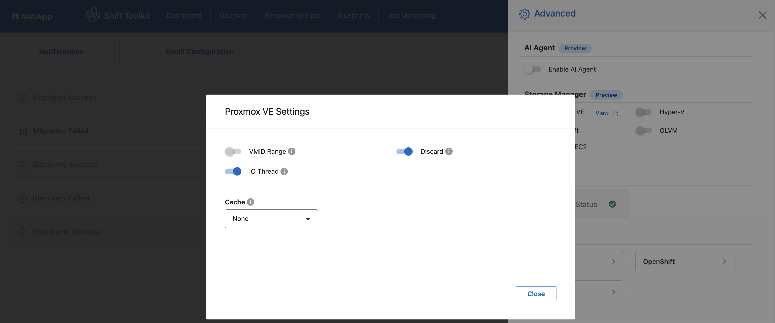 Advanced Hypervisor Settings options
