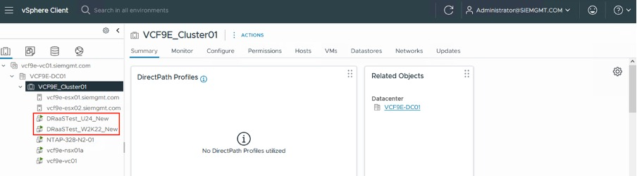 vSphere Client - VMs powered on