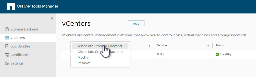 Associate storage backend