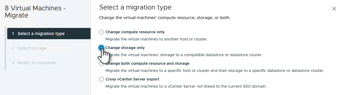 Select migration type