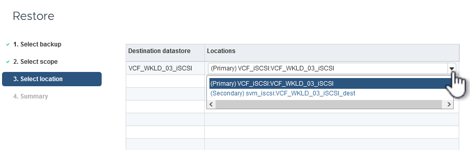 Select storage location