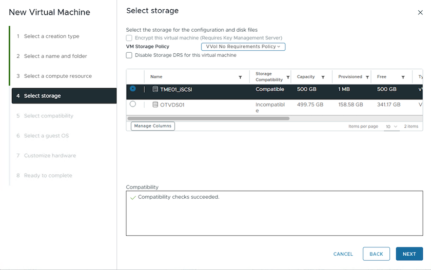 vVol VM storage policy