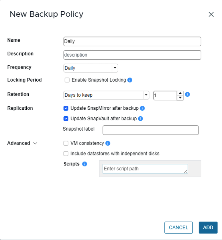 Policy creation with SCV