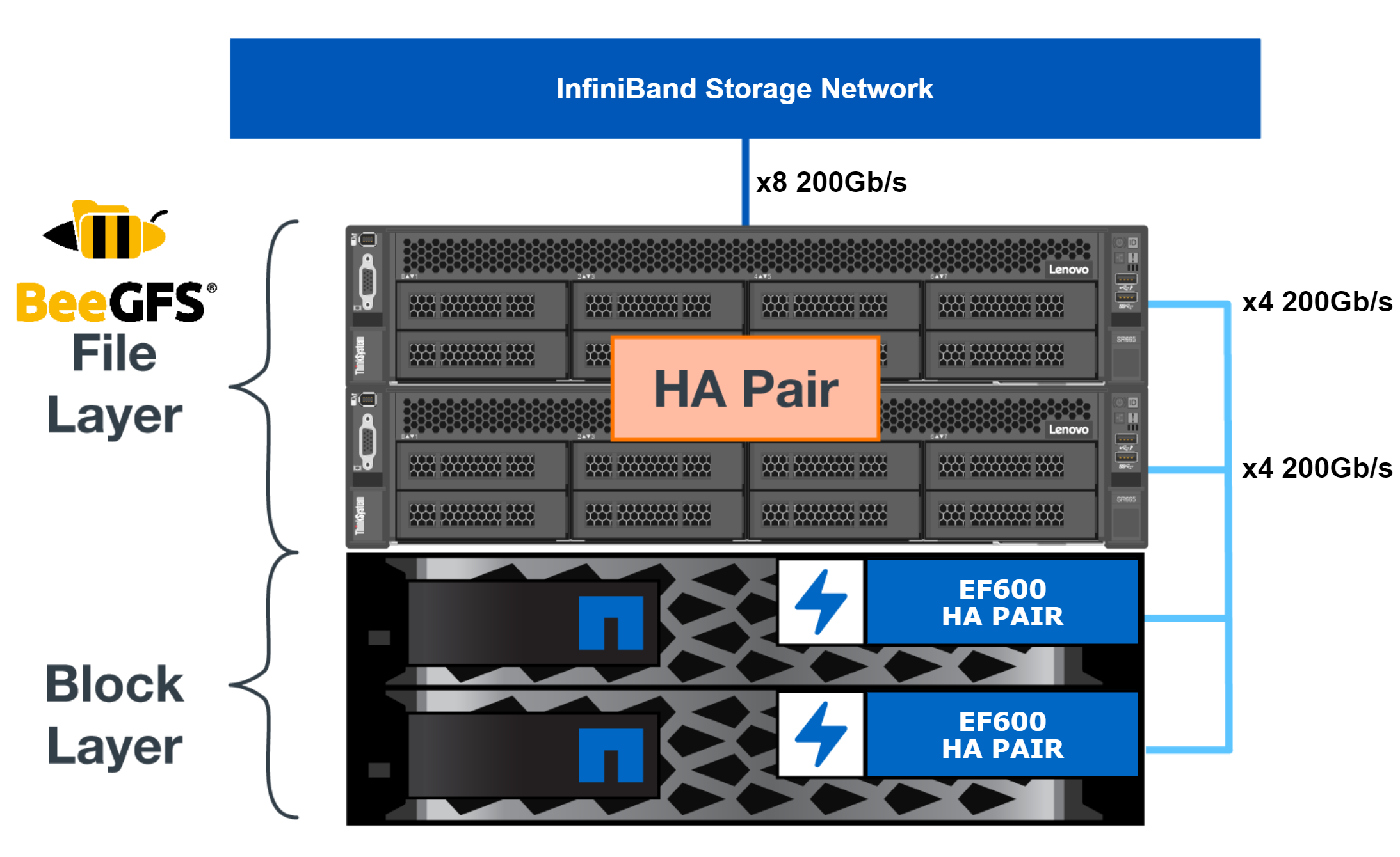 Figure showing a single NetApp BeeGFS Building Block.