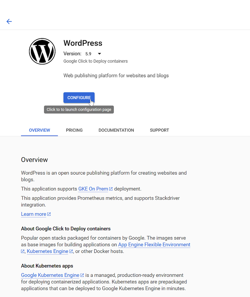 WordPress Overview Screen
