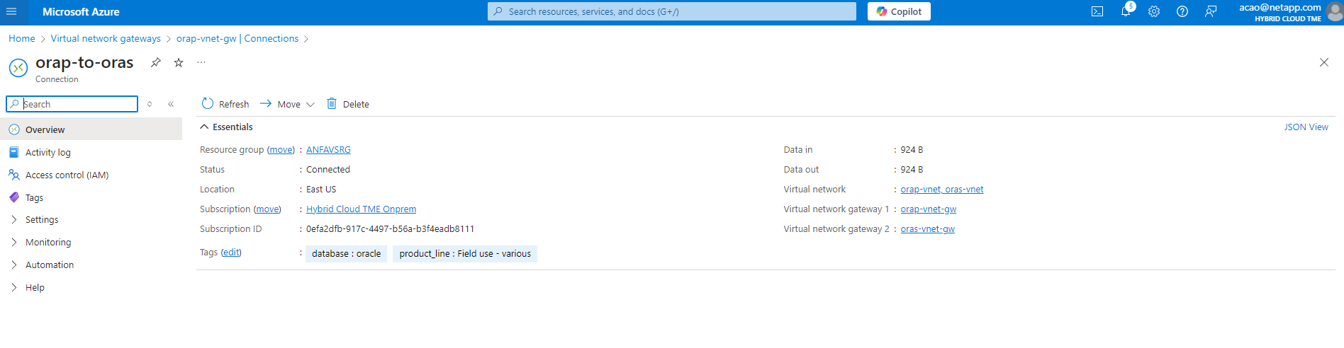 Screenshot showing Azure environment configuration.