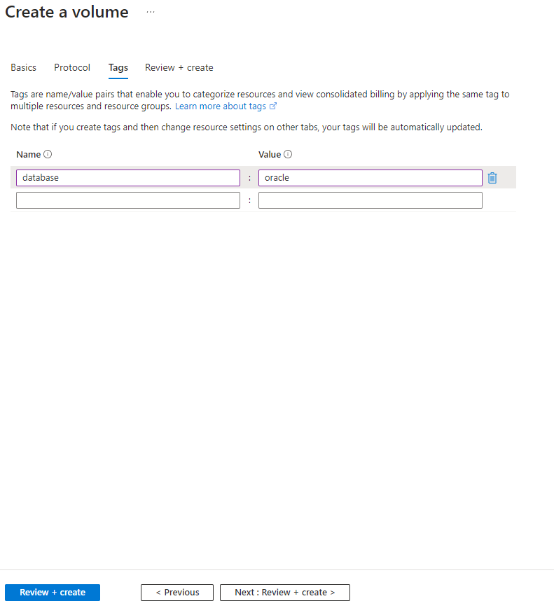 This image provides ANF volume provisioning screen using Azure portal console