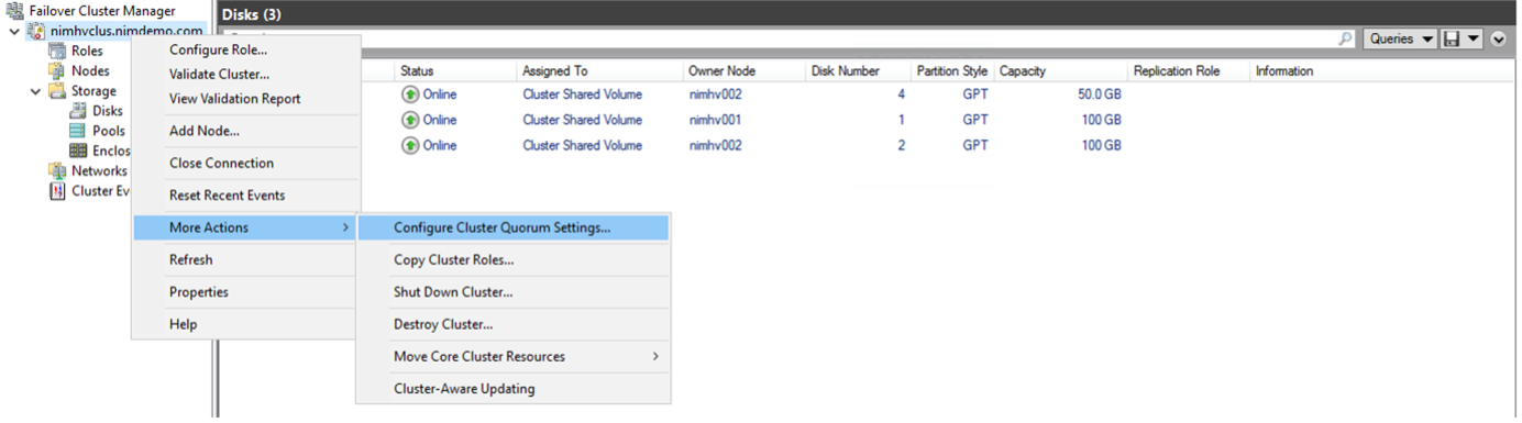 Image of the Configure Cluster Quorum settings