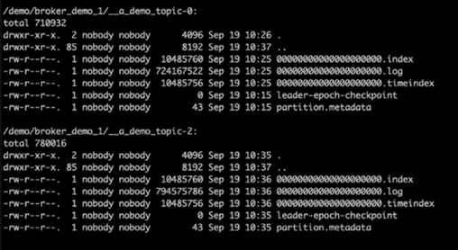 This screenshot shows the log output for a successful clean partition assignment for Cluster 1 whereas