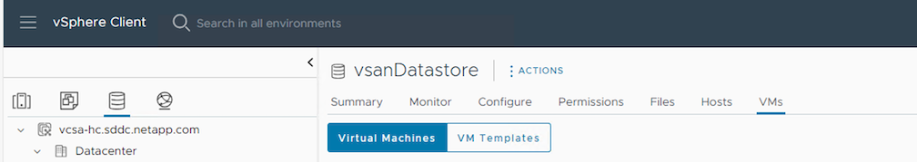 VMs on specific datastore