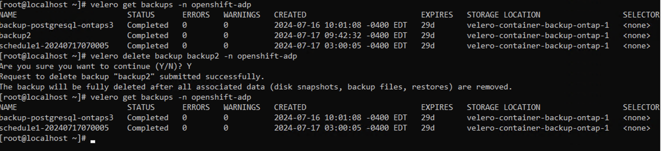 delete backup AND associated Object Storage